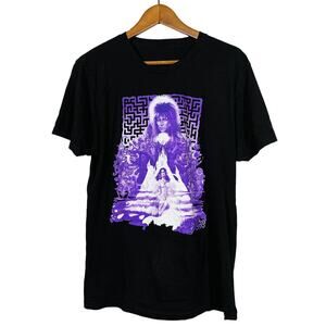 Labyrinth Graphic Tee Screen Print No Tag Bowie Black Purple - L